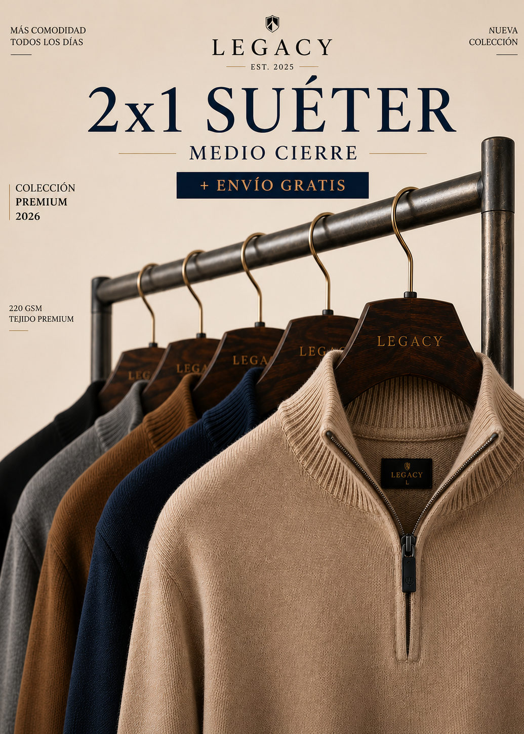 2x1 Suéter Medio Cierre Old Money